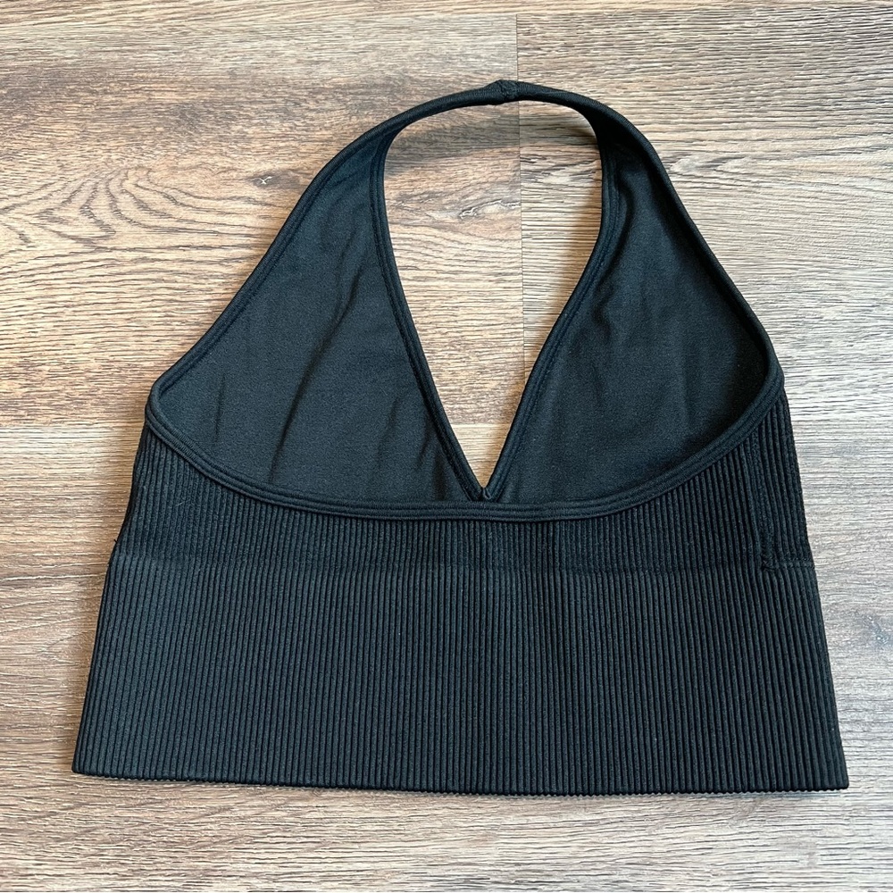 Gilly Hicks Black Halter Neck Ribbed Top - Picture 2 of 3